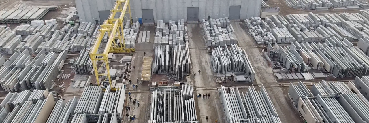 Precast concrete yard storage and staging area