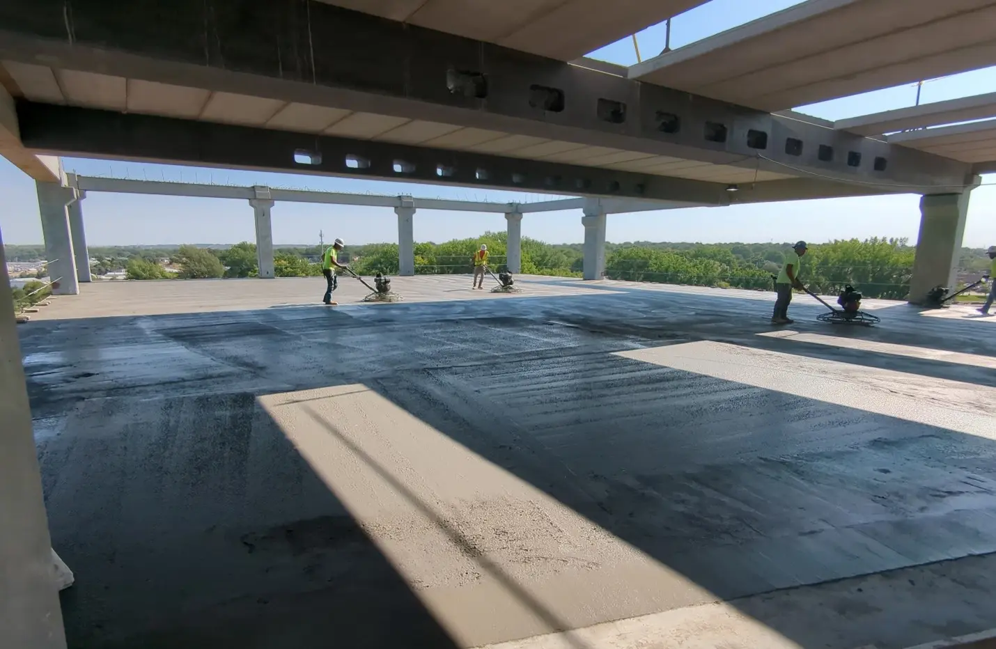 Topping Being Placed On Lower Floor