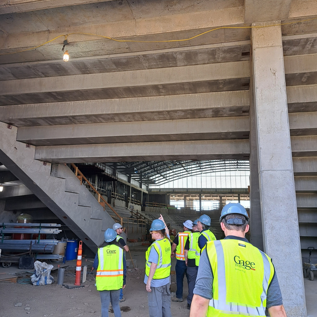 Stadia seating construction with precast concrete in hockey arena