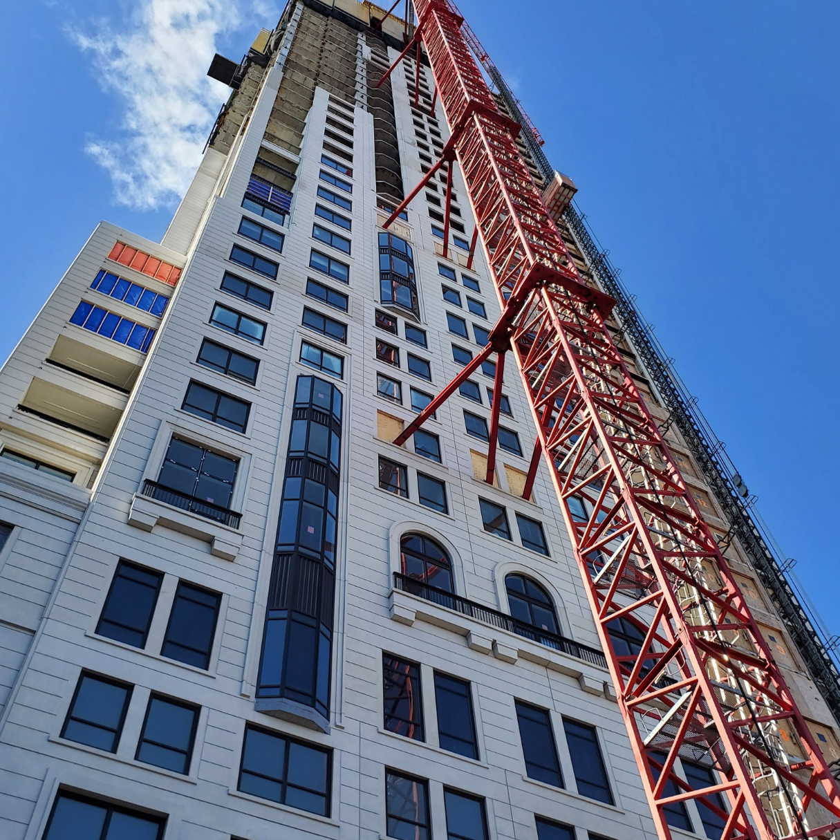 Architectural precast concrete on high rise residential tower